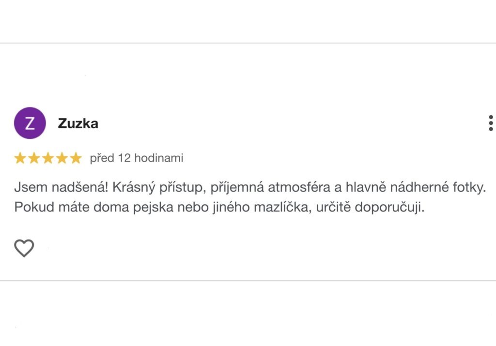 Nová recenze k focení mazlíčků v Praze.